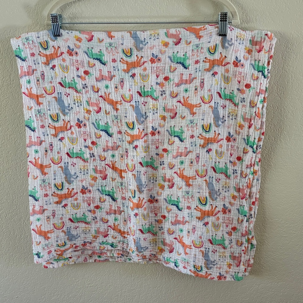 Mud Pie Multicolor Unicorn Print Swaddle Blanket